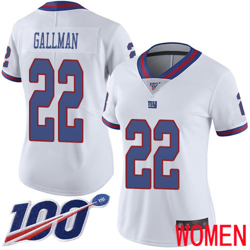 Women New York Giants 22 Wayne Gallman Limited White Rush Vapor Untouchable 100th Season Football NFL Jersey